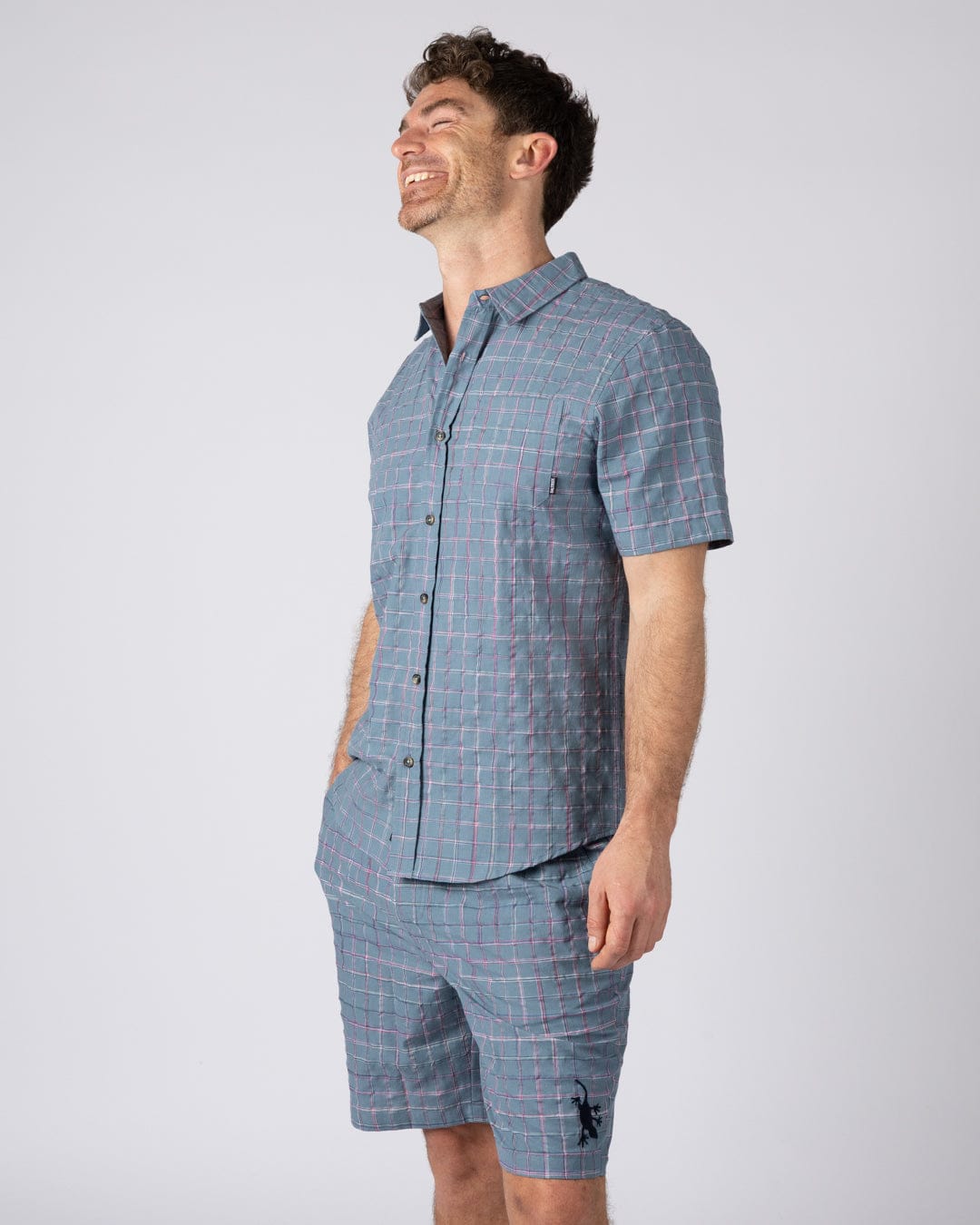 Isaad - Mens Short Sleeve Shirt - Blue