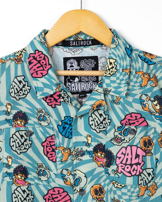 Lush Waves Kids Short Sleeve Shirt in Light Blue
