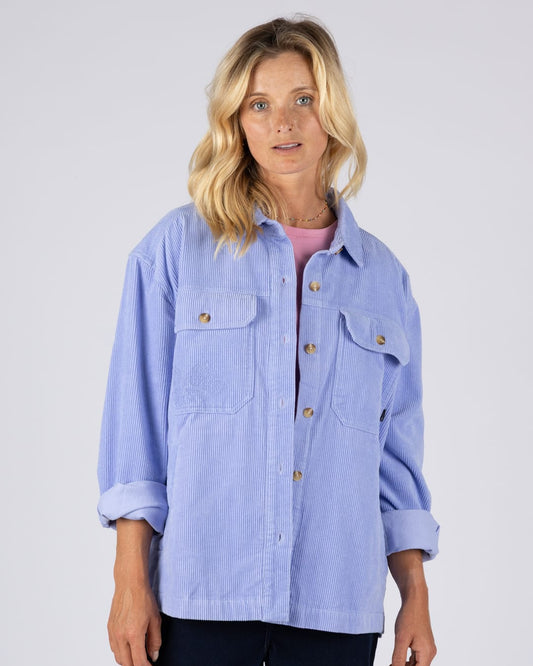 Emily Womens Corduroy Shirt in Light Purple