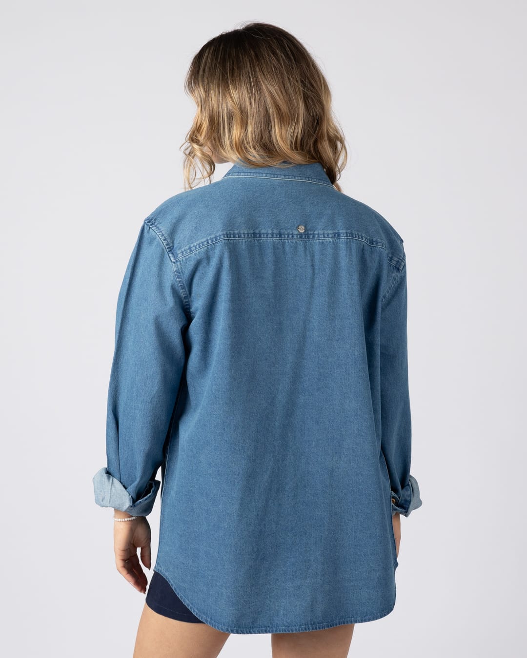 Pernrose Womens Denim Shirt in Blue