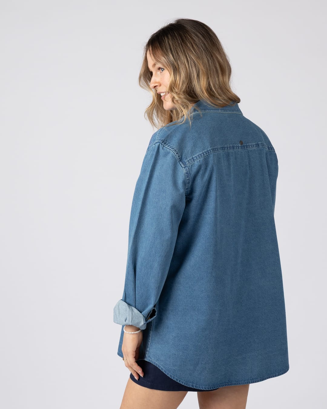 Pernrose Womens Denim Shirt in Blue