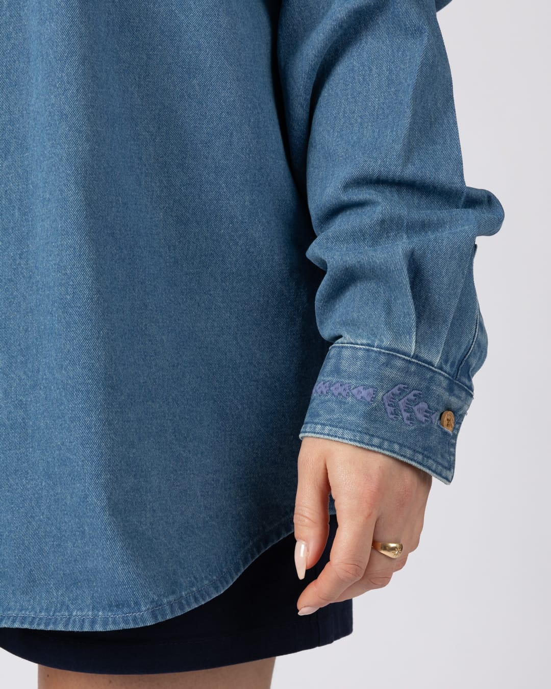 Pernrose Womens Denim Shirt in Blue