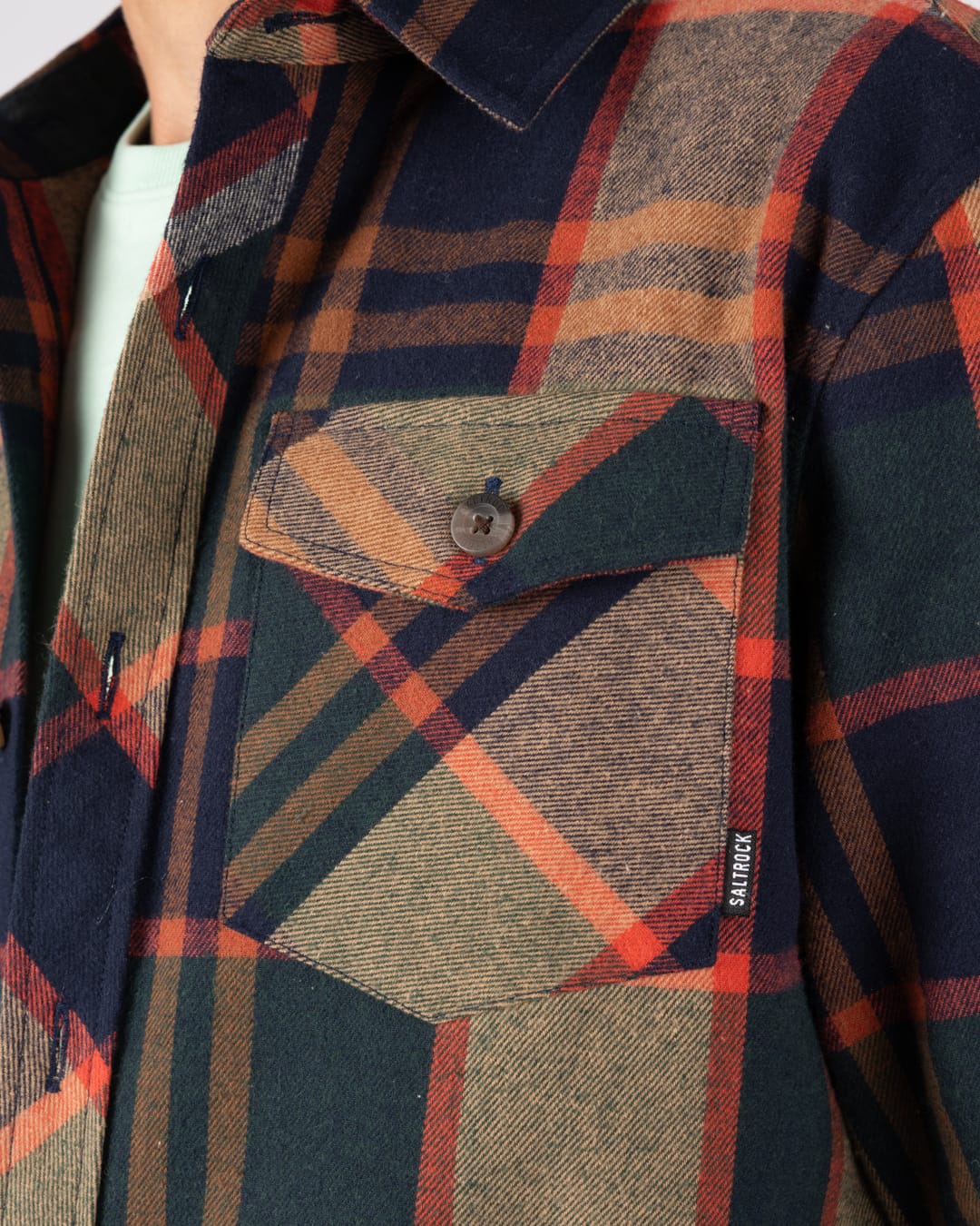 Beale Mens Hooded Shirt in Green