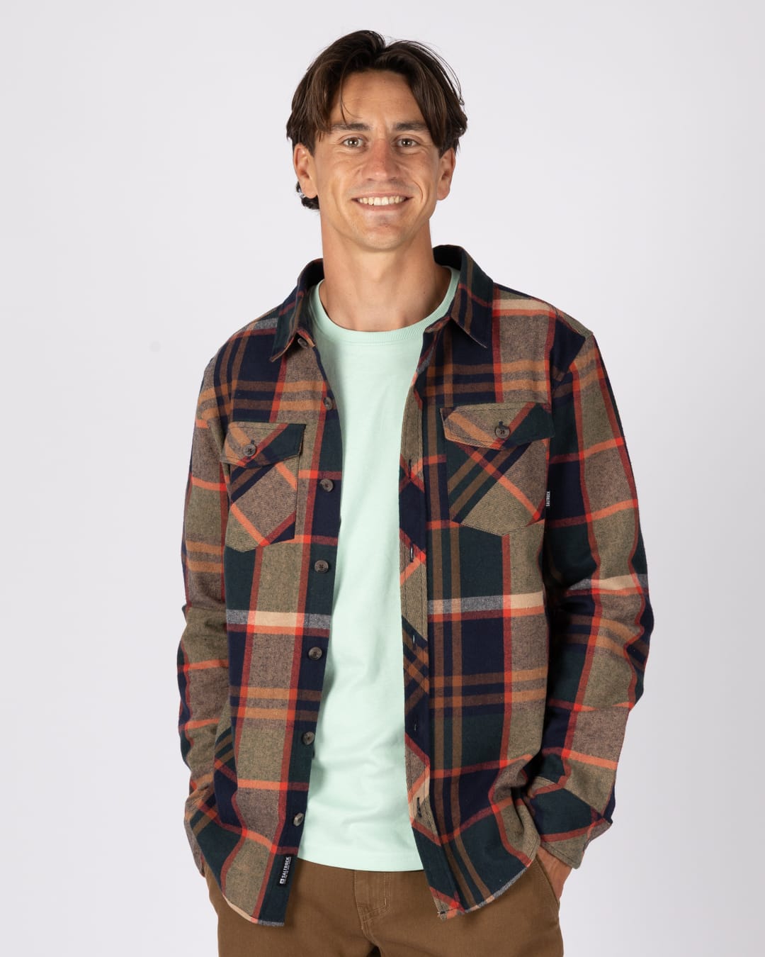 Beale Mens Hooded Shirt in Green