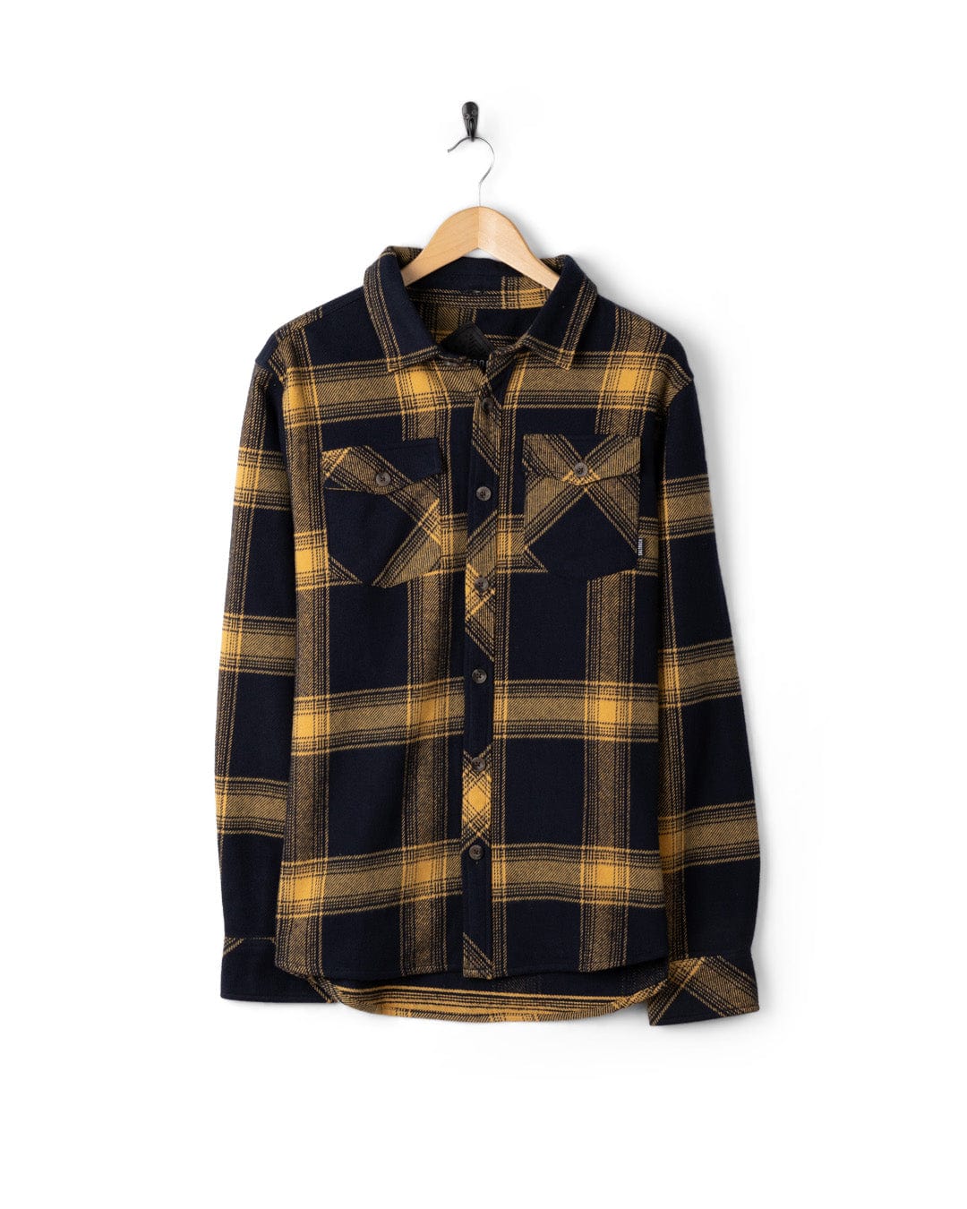 Beale - Mens Hooded Check Shirt - Yellow/Blue