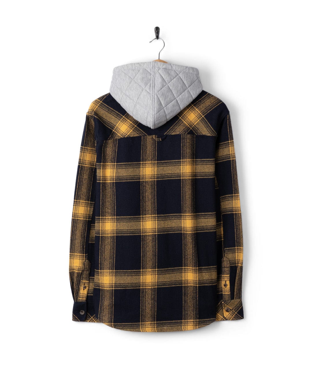 Beale - Mens Hooded Check Shirt - Yellow/Blue