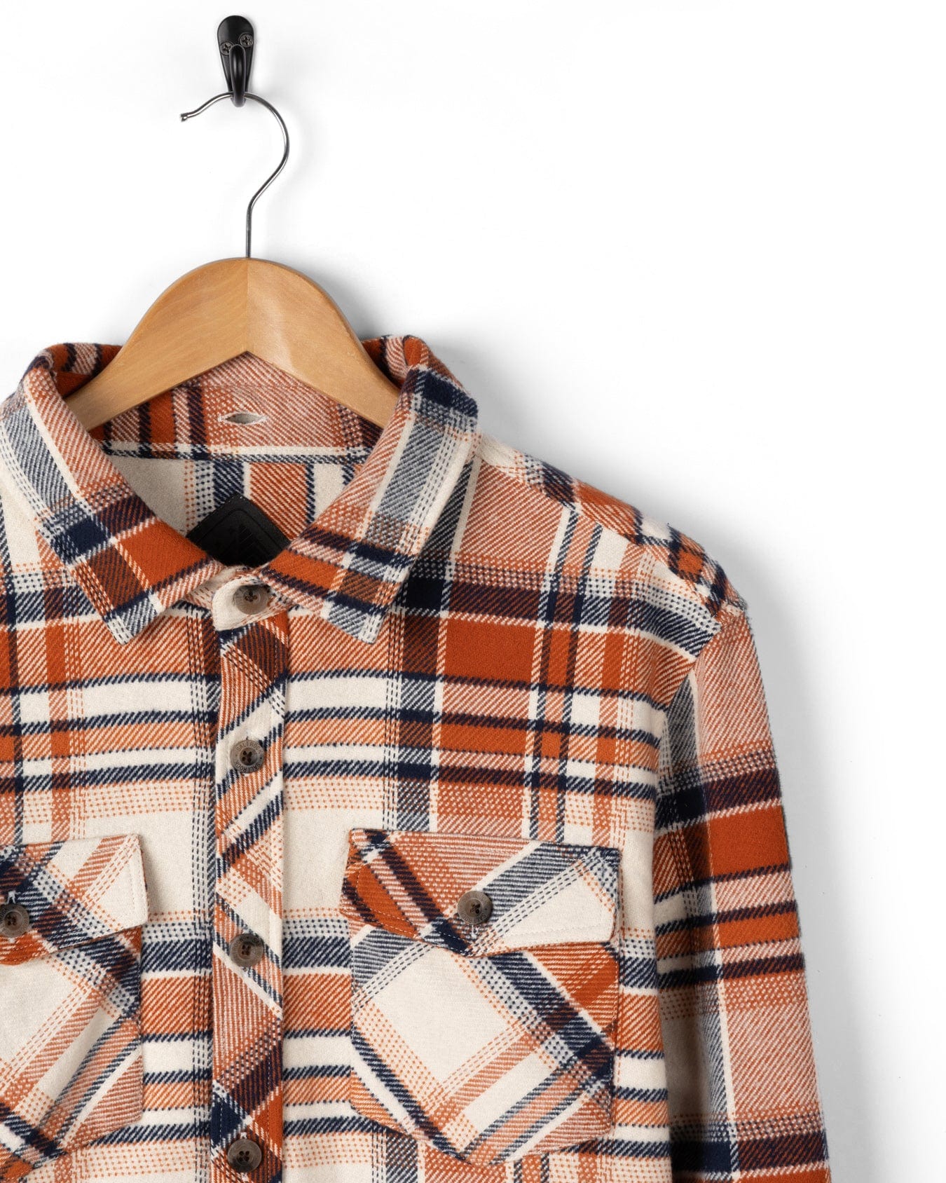 Beale - Mens Hooded Check Shirt - Orange
