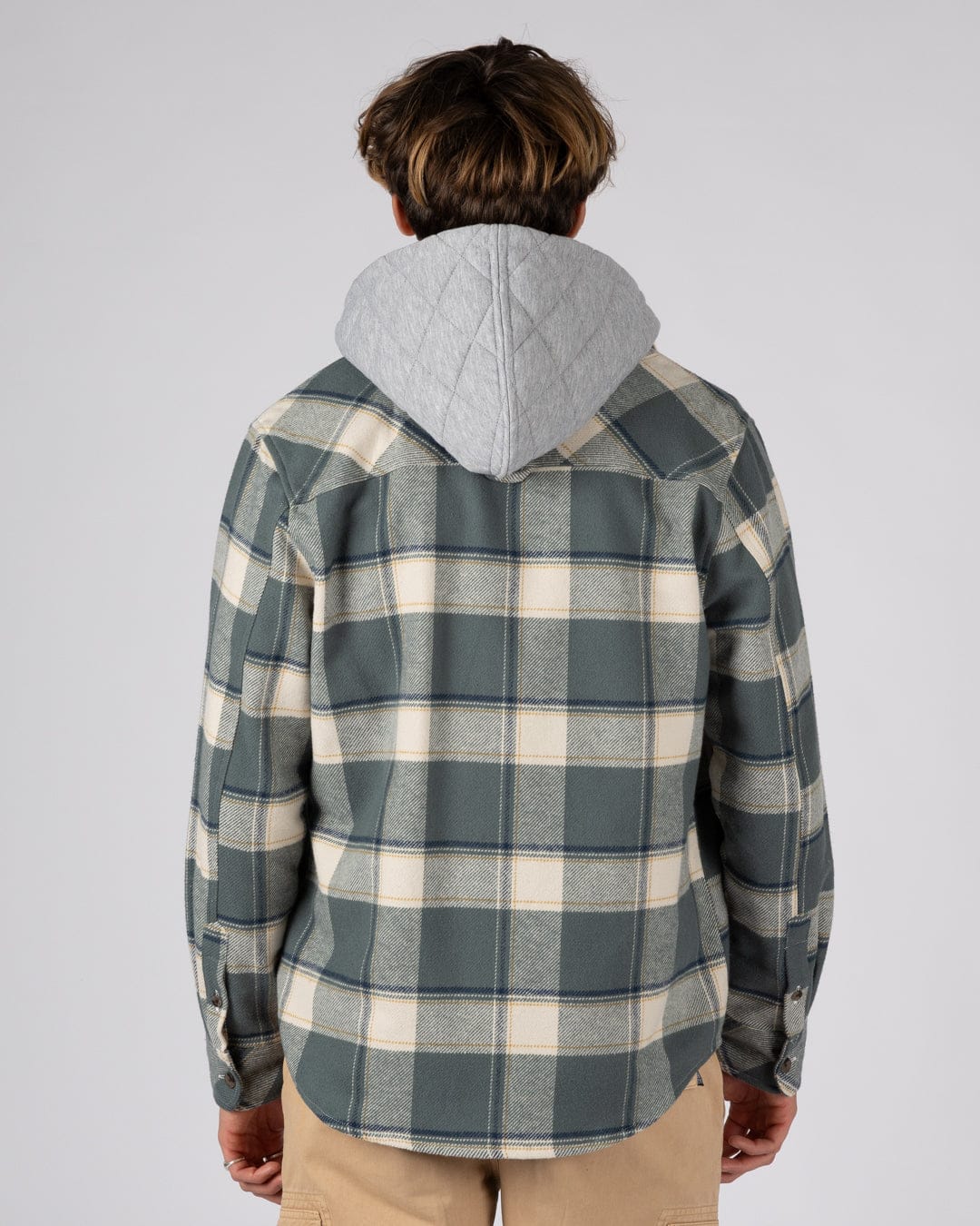 Strait - Mens Hooded Flannel Shirt - Green
