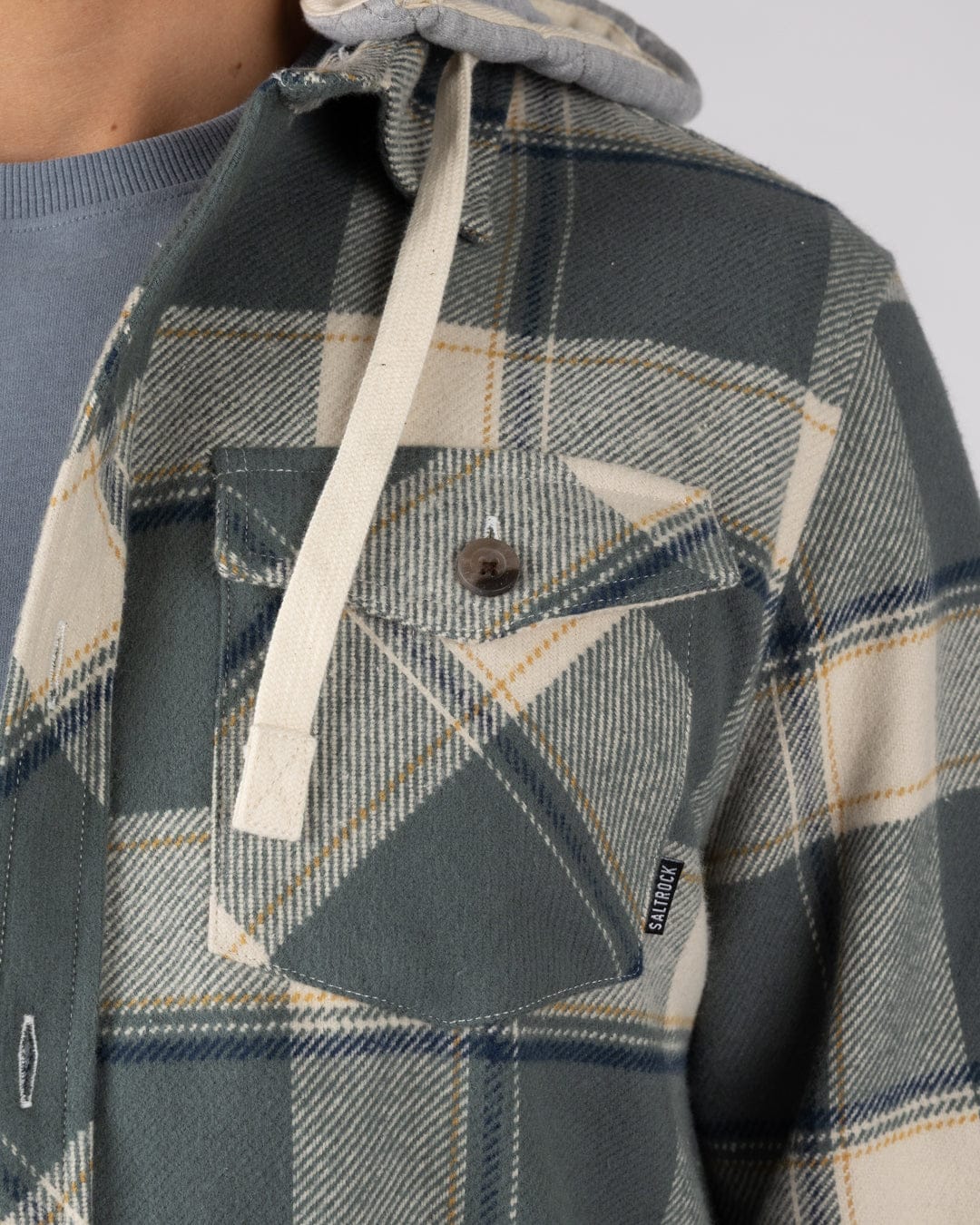 Strait - Mens Hooded Flannel Shirt - Green