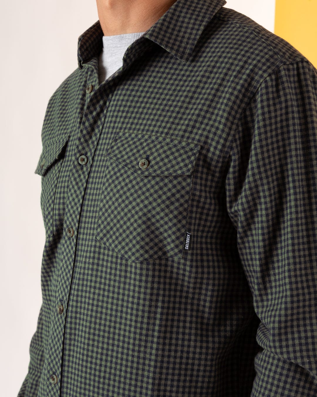 Miles - Mens Flannel Shirt - Green/Navy Check