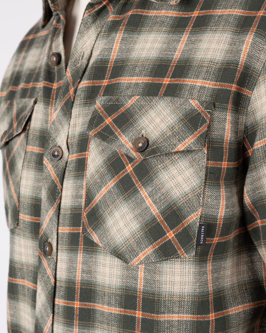 Miles Mens Flannel Shirt in Green Check