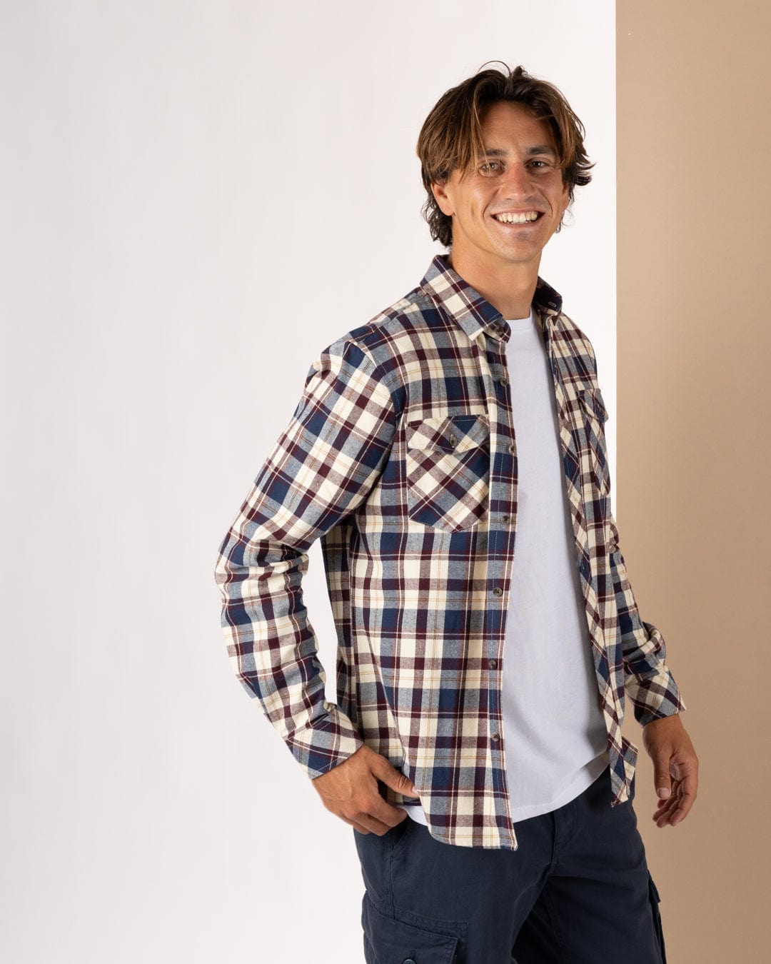 Miles - Mens Flannel Shirt - Purple Check