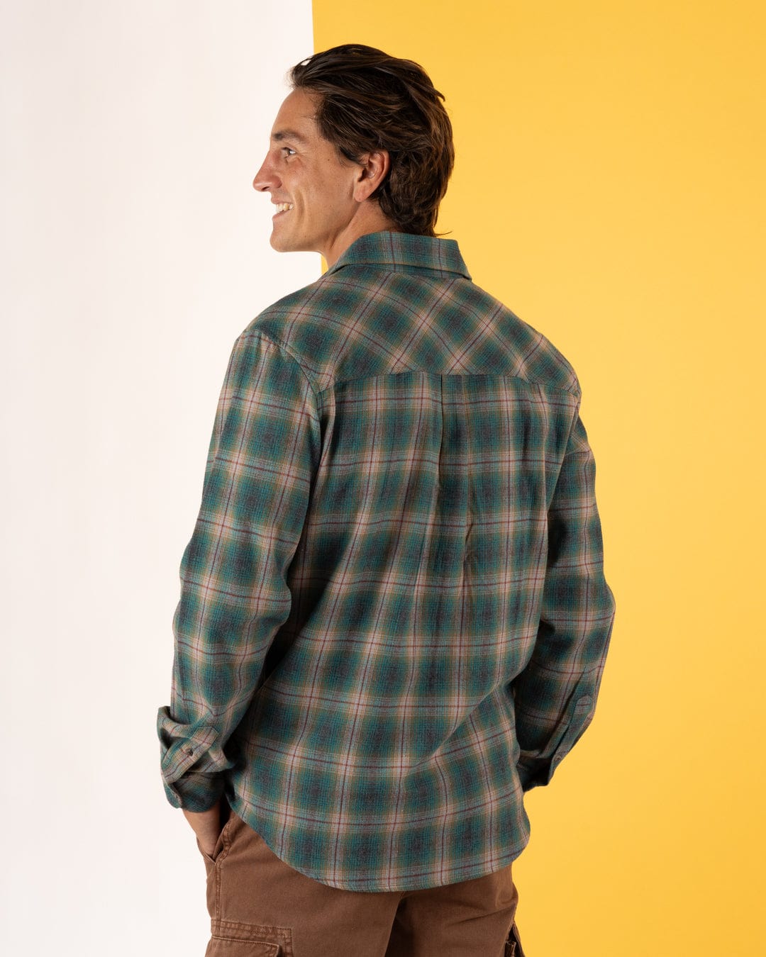 Miles - Mens Flannel Shirt - Brown/Green Check