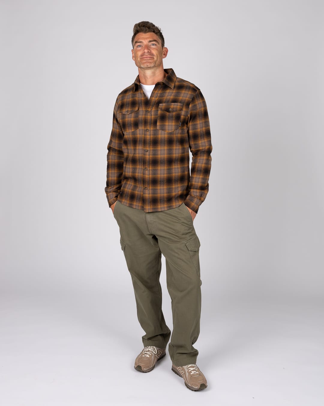 Miles Mens Long Sleeve Shirt In Brown