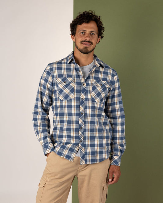 Miles - Mens Flannel Shirt - Blue Check