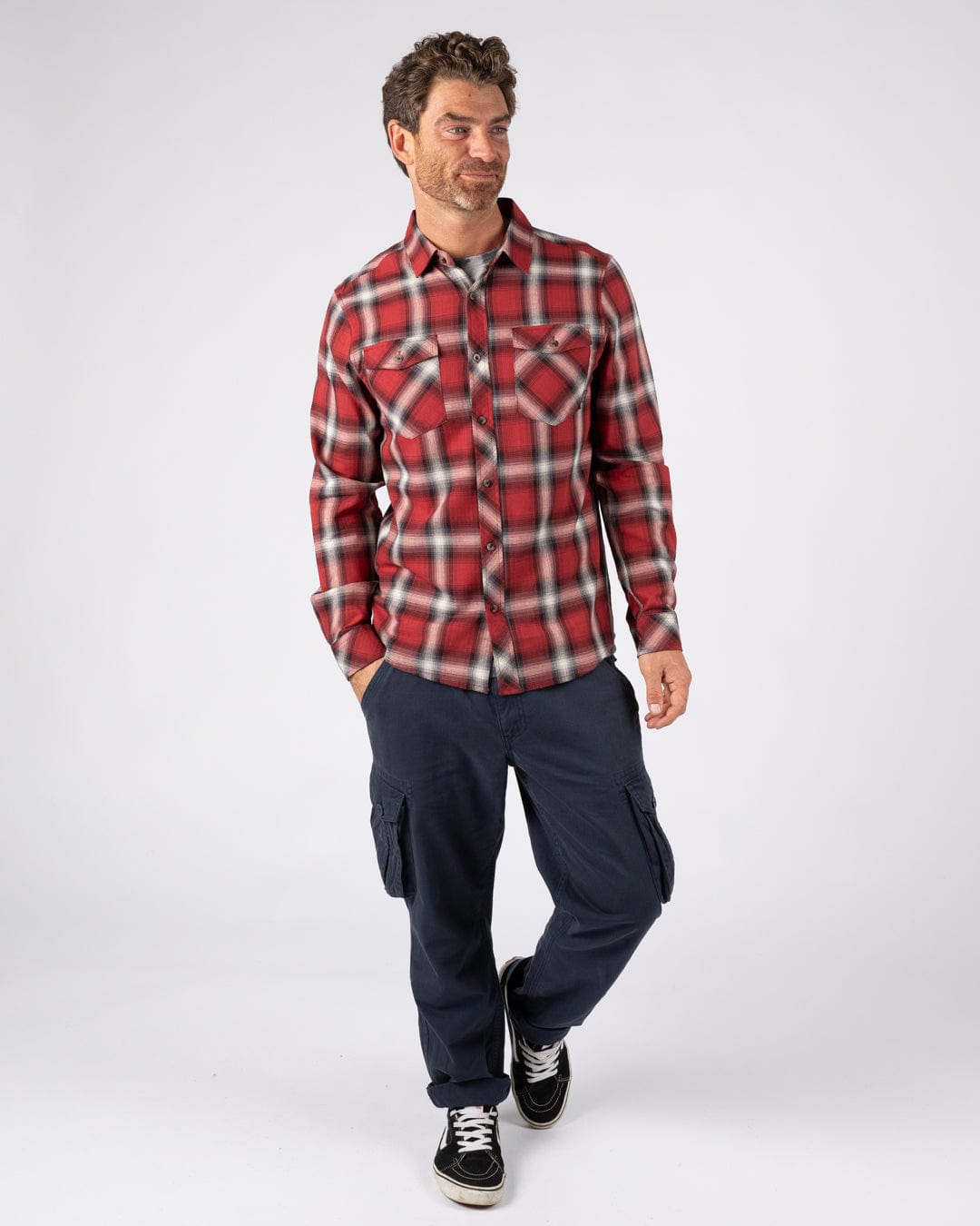 Miles - Mens Flannel Shirt - Dark Red
