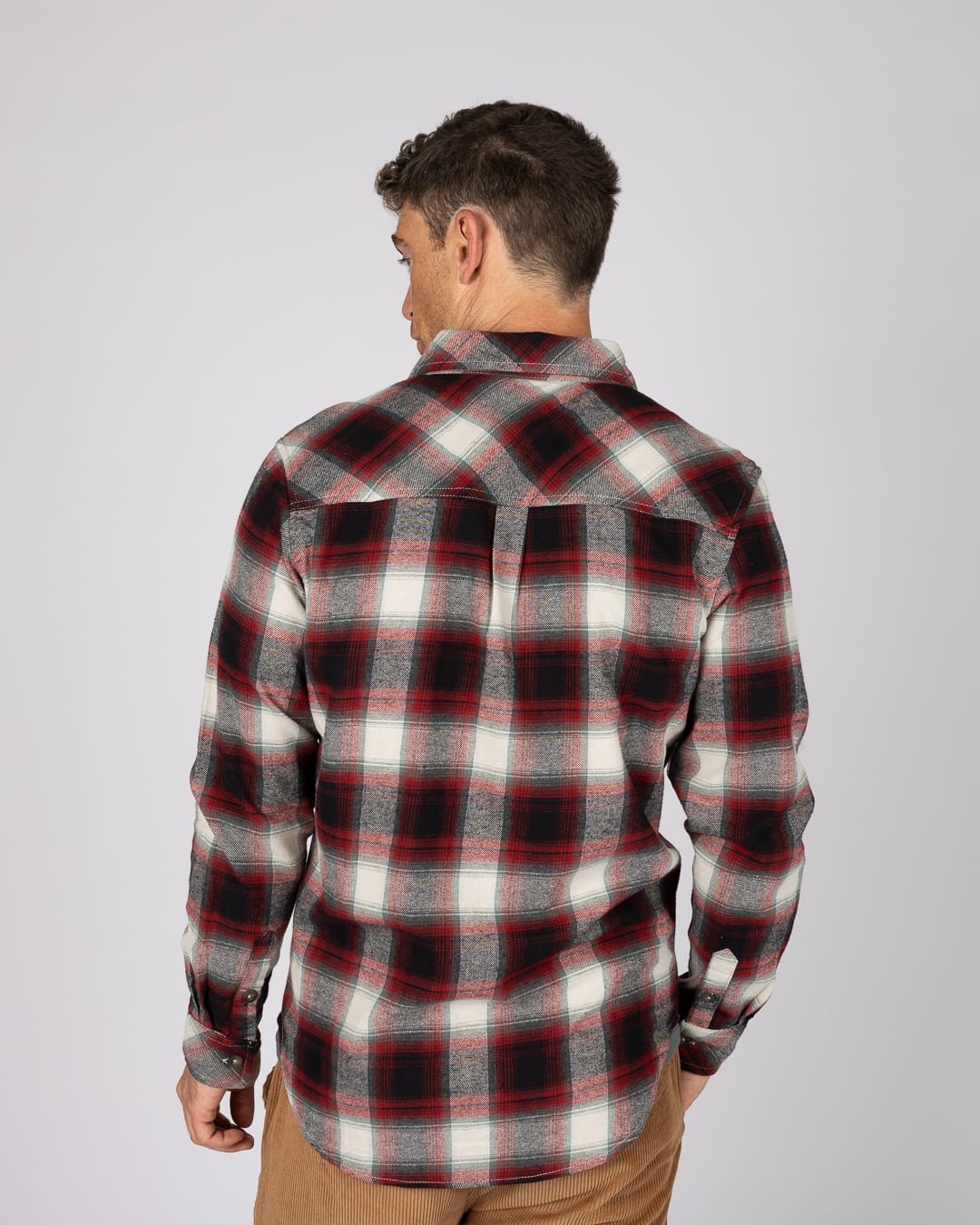 Miles Mens Flannel Shirt in Dark Red