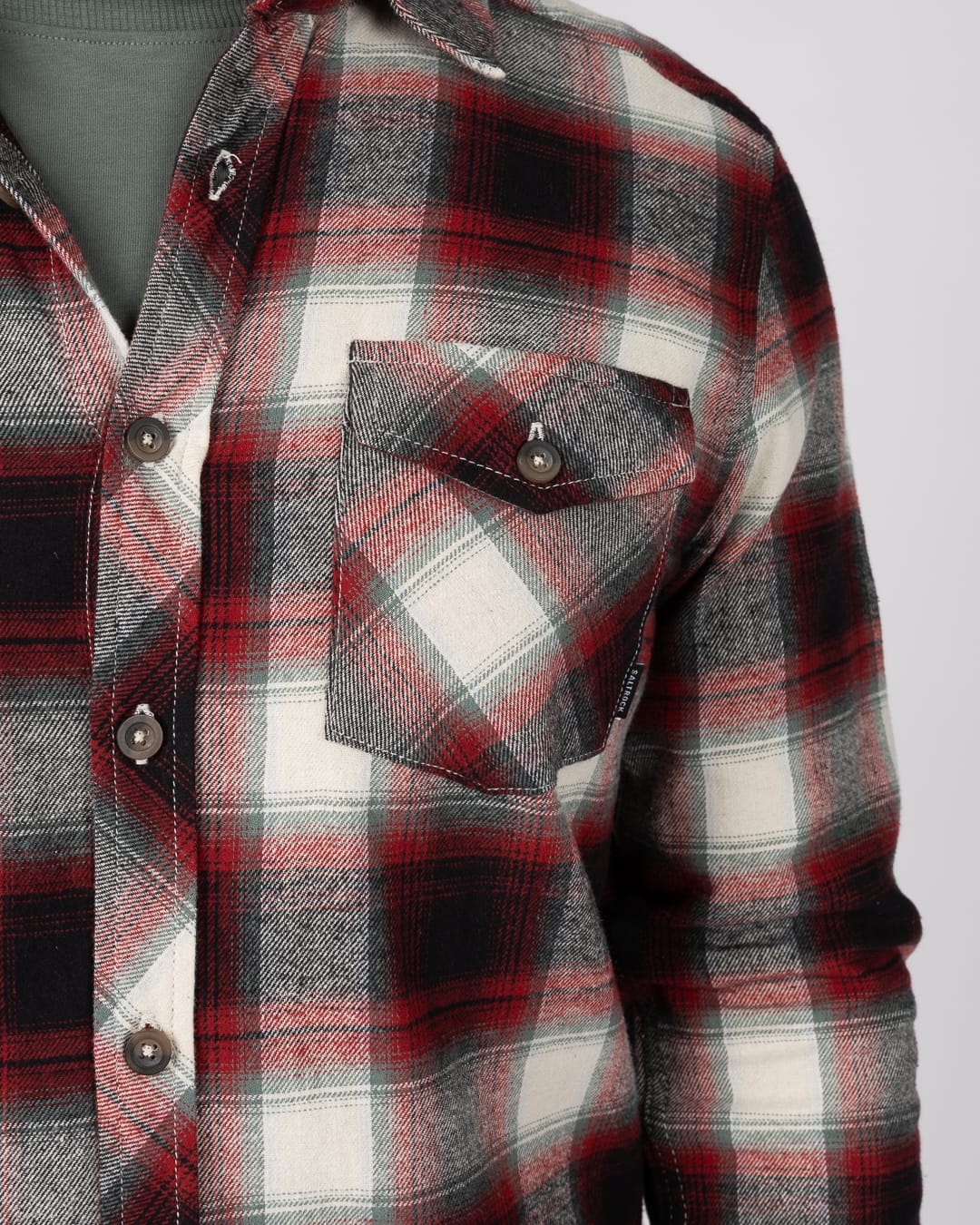 Miles Mens Flannel Shirt in Dark Red