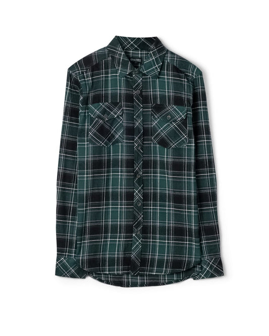 Miles Mens Long Sleeve Shirt In Green/Grey Check