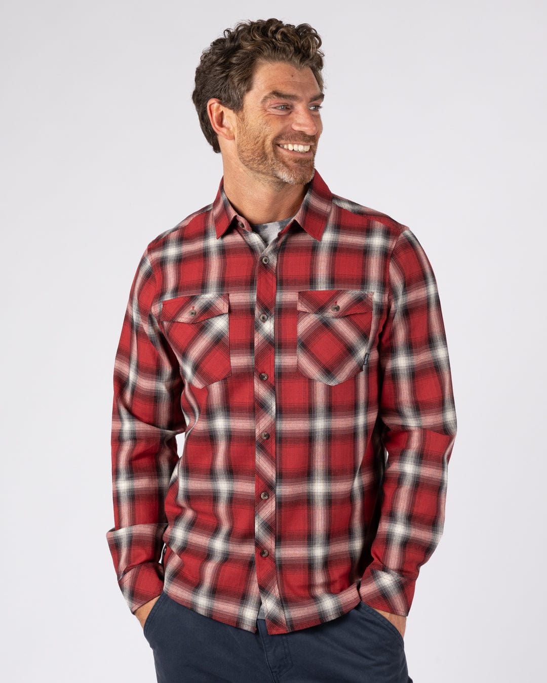 Miles - Mens Flannel Shirt - Dark Red