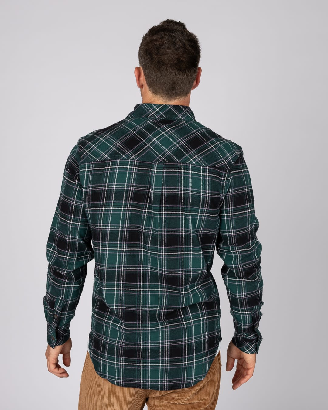 Miles Mens Long Sleeve Shirt In Green/Grey Check