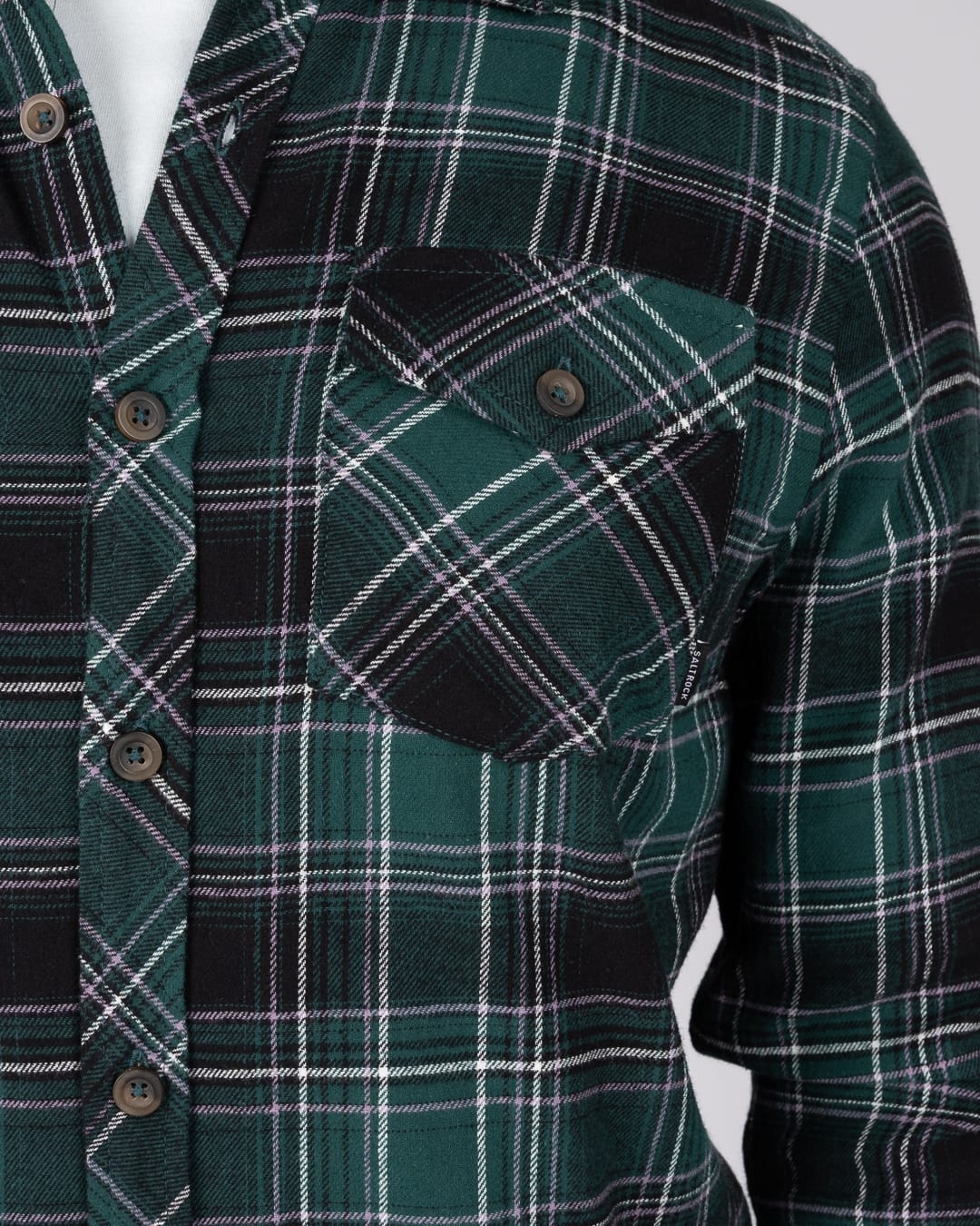 Miles Mens Long Sleeve Shirt In Green/Grey Check
