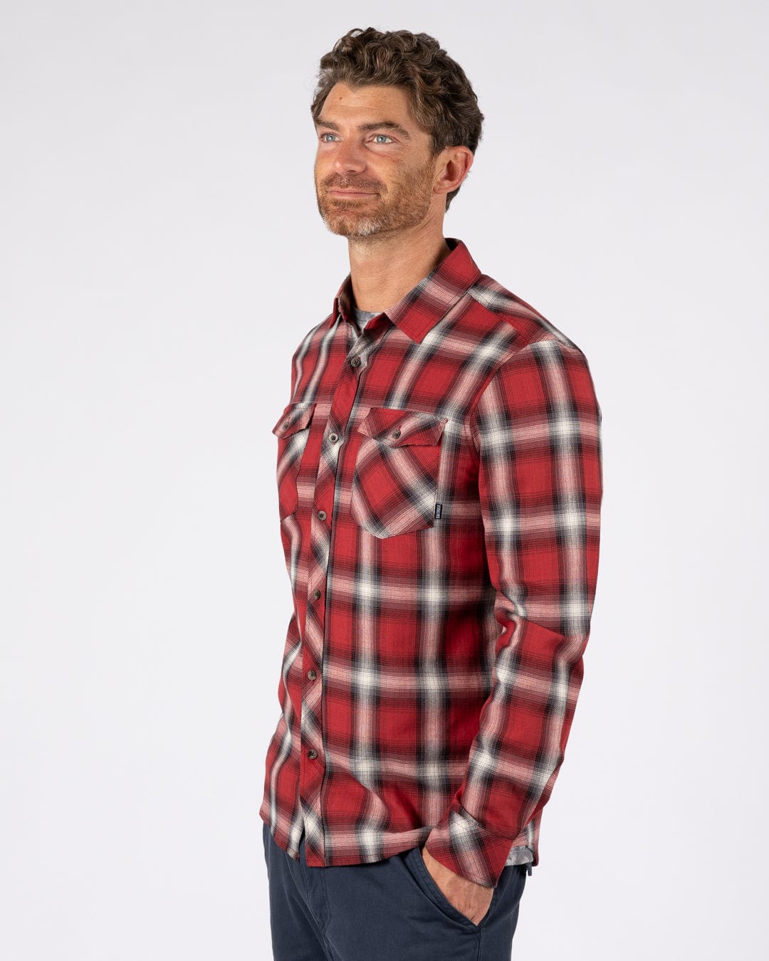 Miles - Mens Flannel Shirt - Dark Red