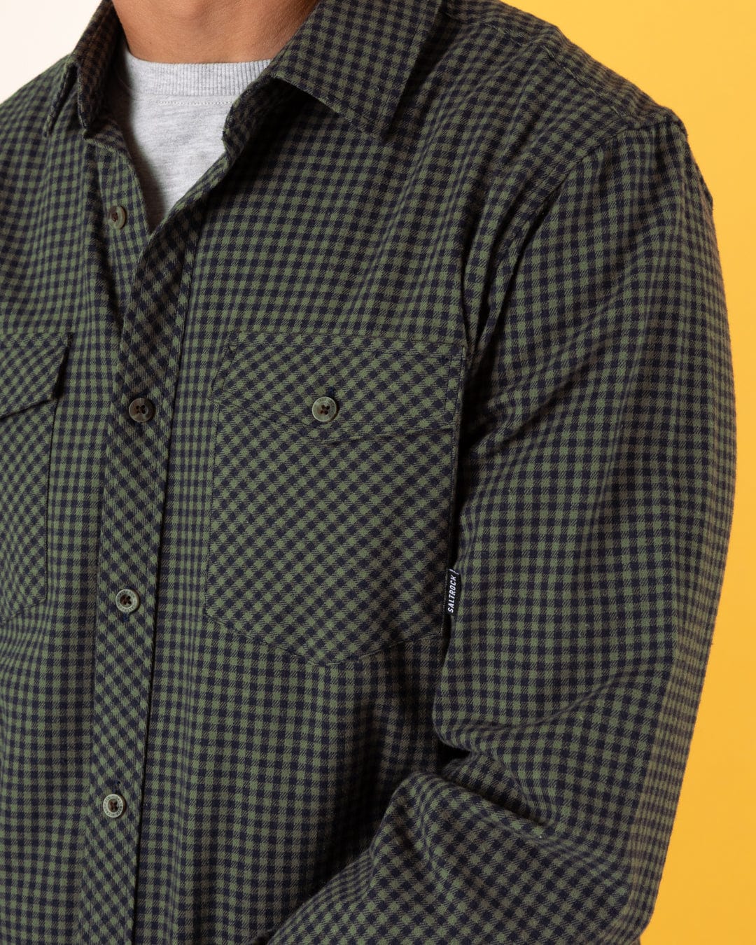 Miles - Mens Flannel Shirt - Green/Navy Check