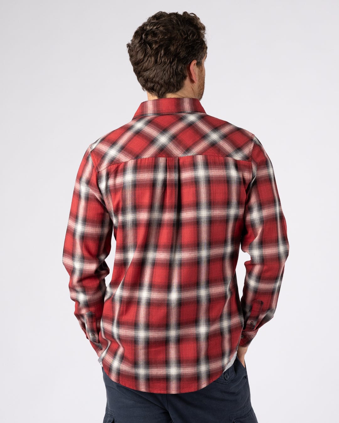 Miles - Mens Flannel Shirt - Dark Red