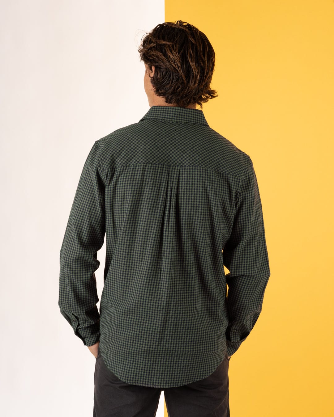 Miles - Mens Flannel Shirt - Green/Navy Check