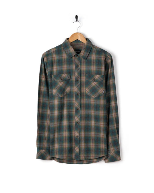 Miles - Mens Flannel Shirt - Brown/Green Check