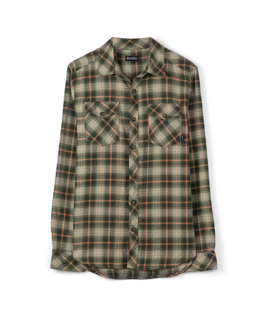 Miles Mens Flannel Shirt in Green Check