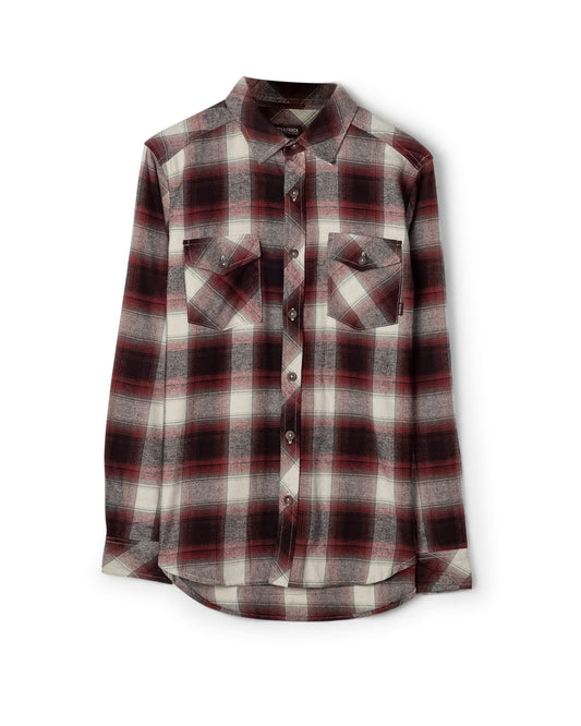 Miles Mens Flannel Shirt in Dark Red