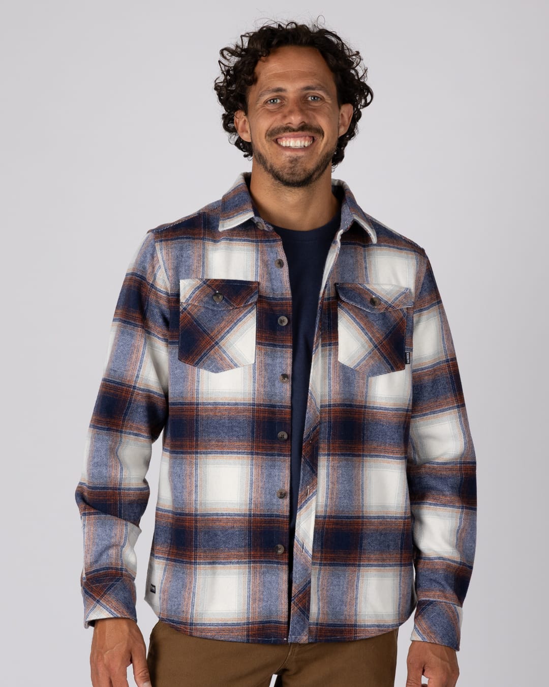 Wilfred Mens Check Flannel Shirt in Blue