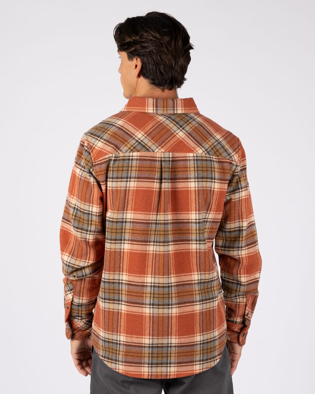 Wilfred Mens Check Flannel Shirt in Orange
