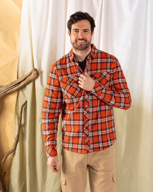 James - Mens Flannel Shirt - Orange
