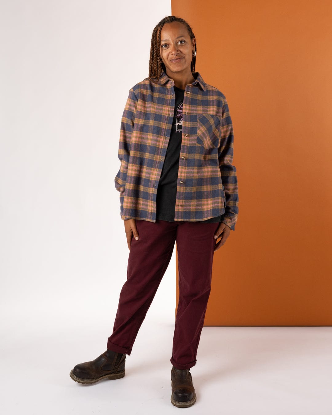 Rosalin - Womens Check Shirt - Purple