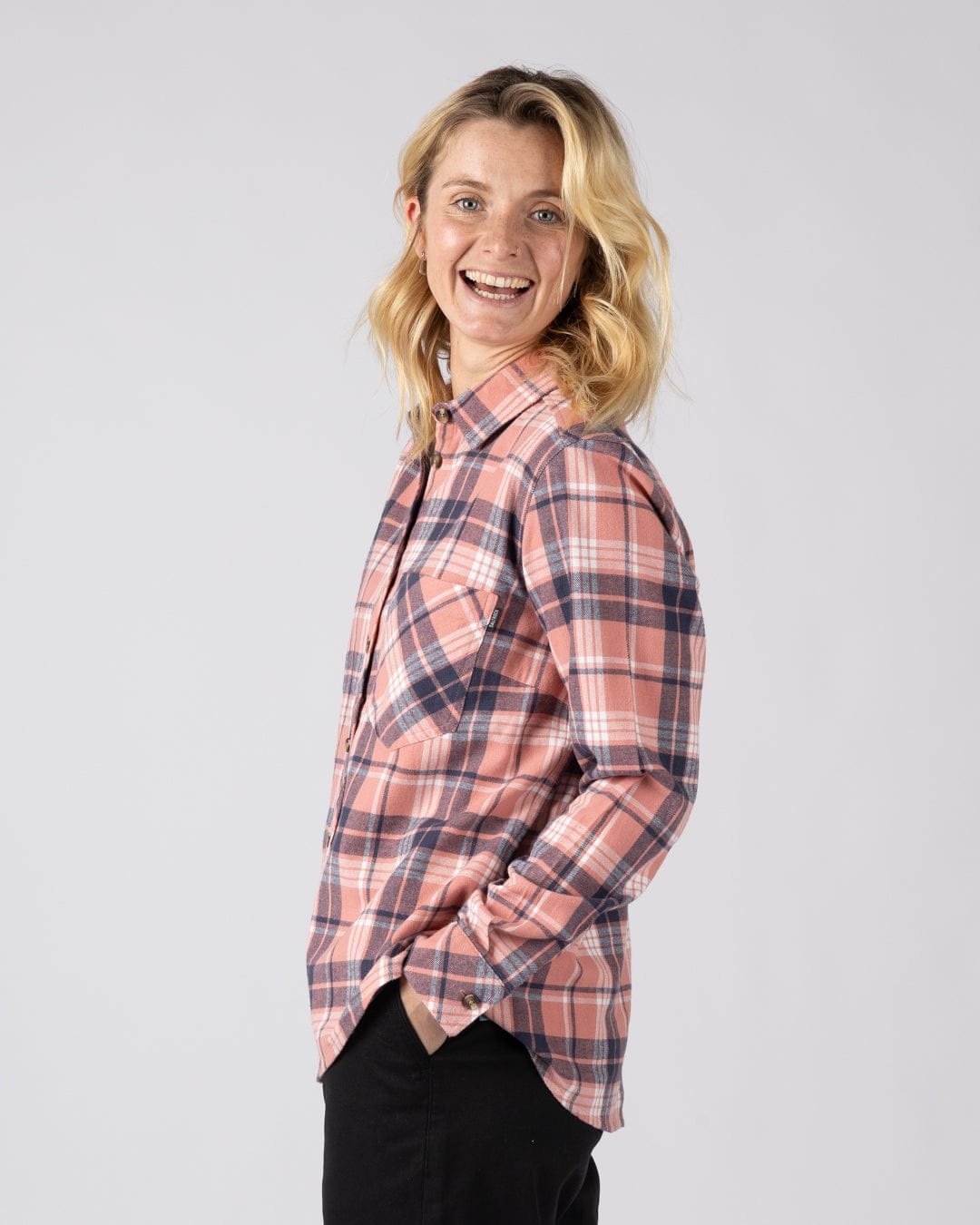 Rosalin Womens Check Shirt in Pink