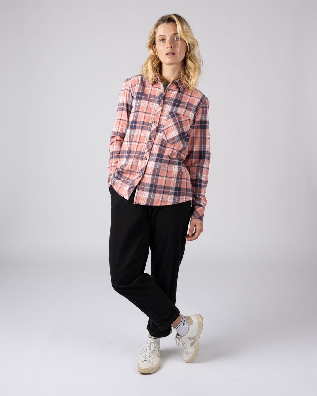 Rosalin Womens Check Shirt in Pink