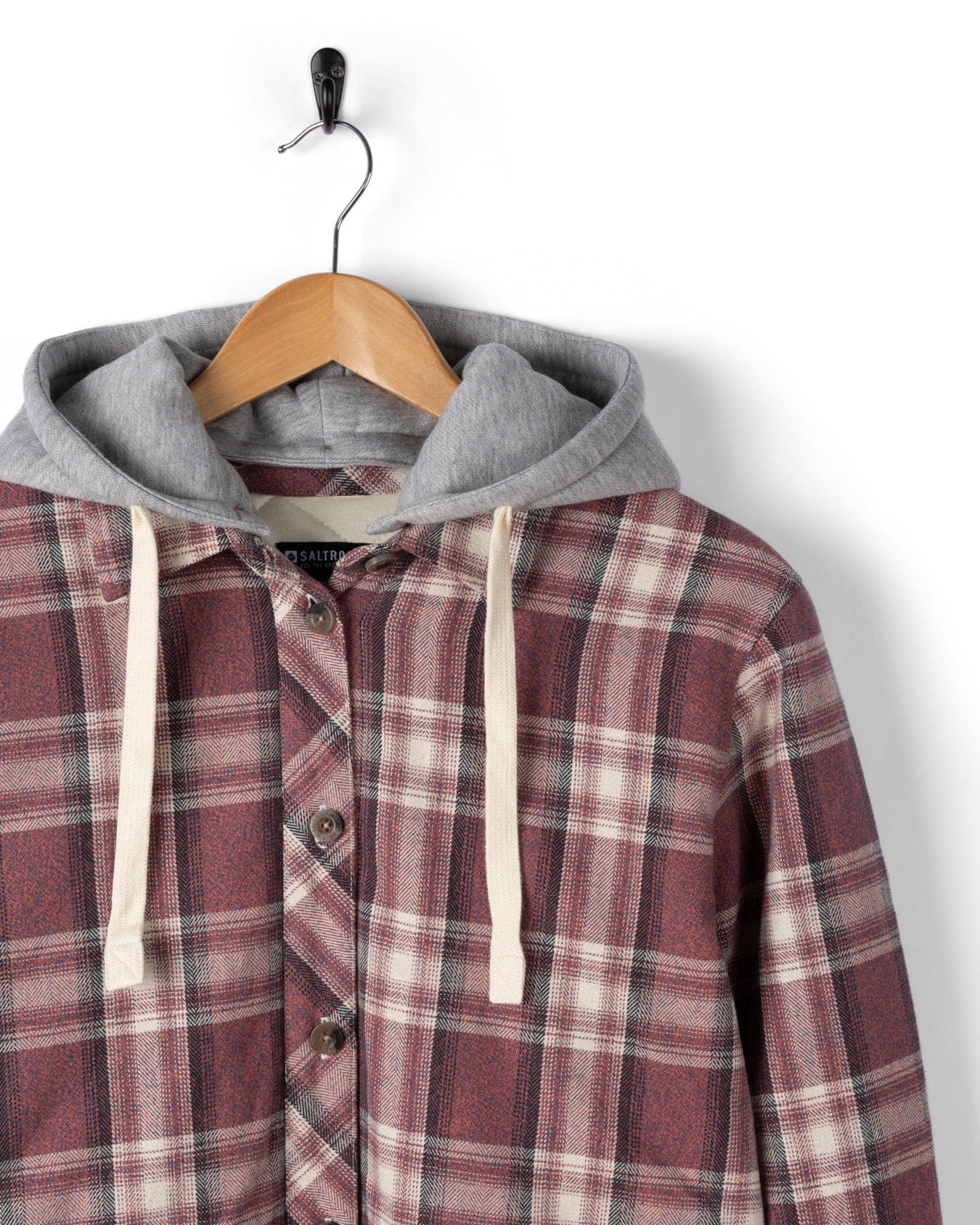Myla - Womens Hooded Check Shacket - Pink Check