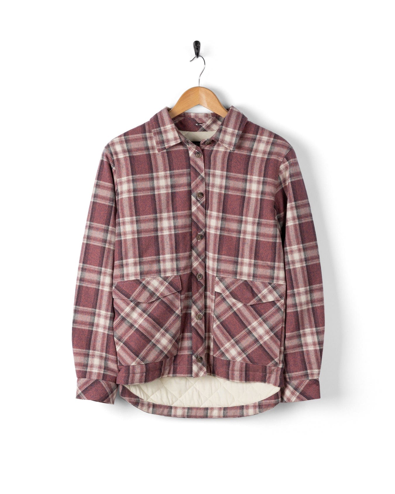 Myla - Womens Hooded Check Shacket - Pink Check