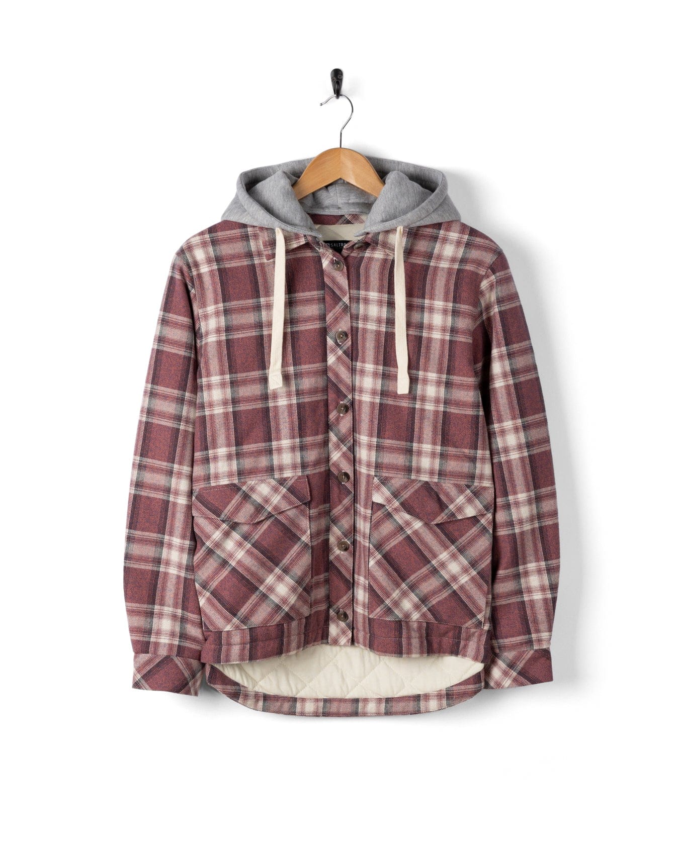 Myla Womens Hooded Check Shacket Pink Check - Main Image