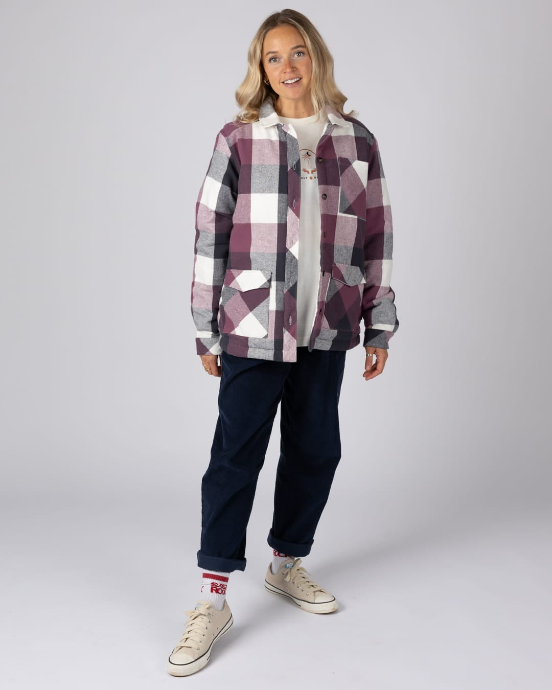 Knox Womens Quilted Shirt in Dark Pink