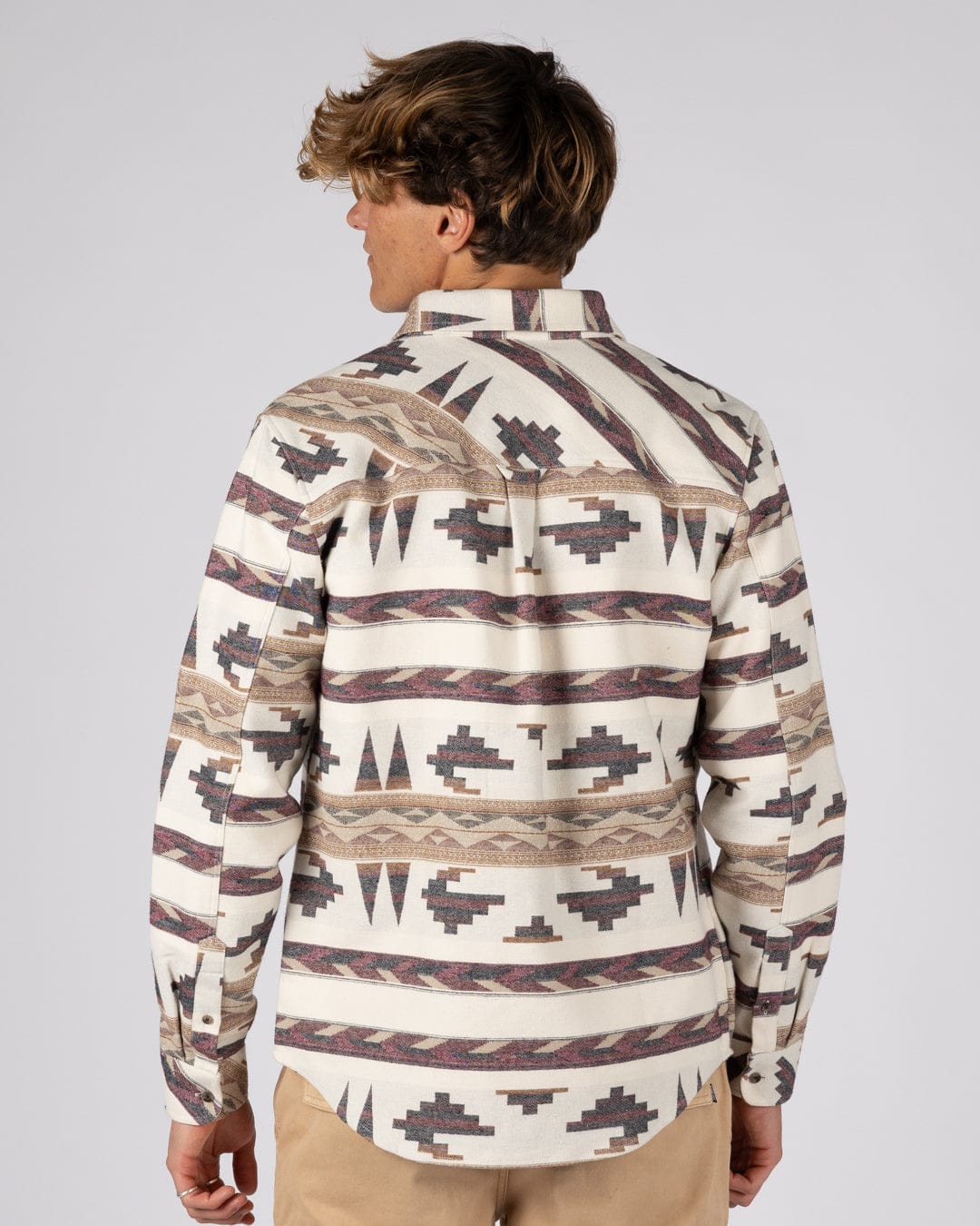 Asher Mens Jacquard Shirt in Cream