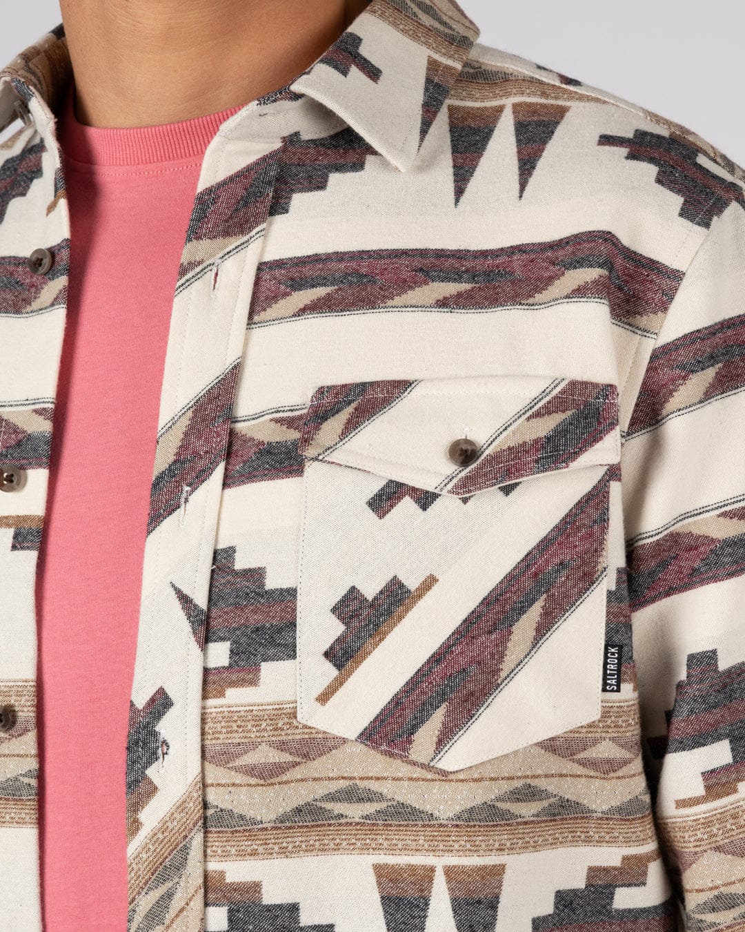 Asher Mens Jacquard Shirt in Cream