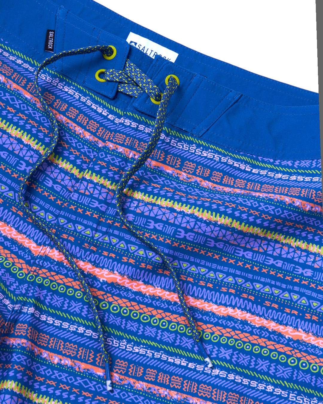 A pair of Silas - Mens Boardshorts - Blue Stripe from Saltrock, with a peached soft feel, made from Repreve recycled material.