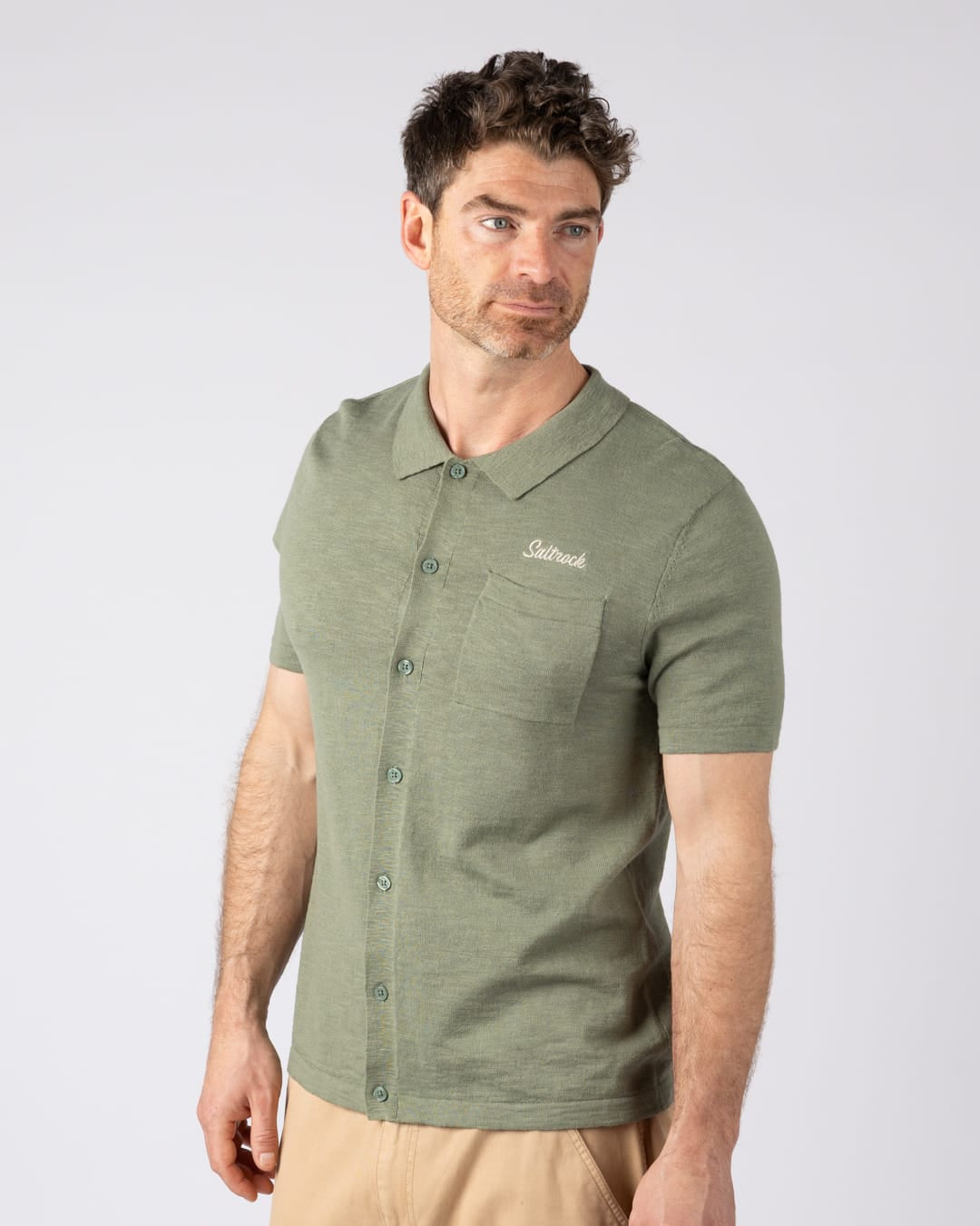 Caspian Men Short Sleeve Shirt in Light Green