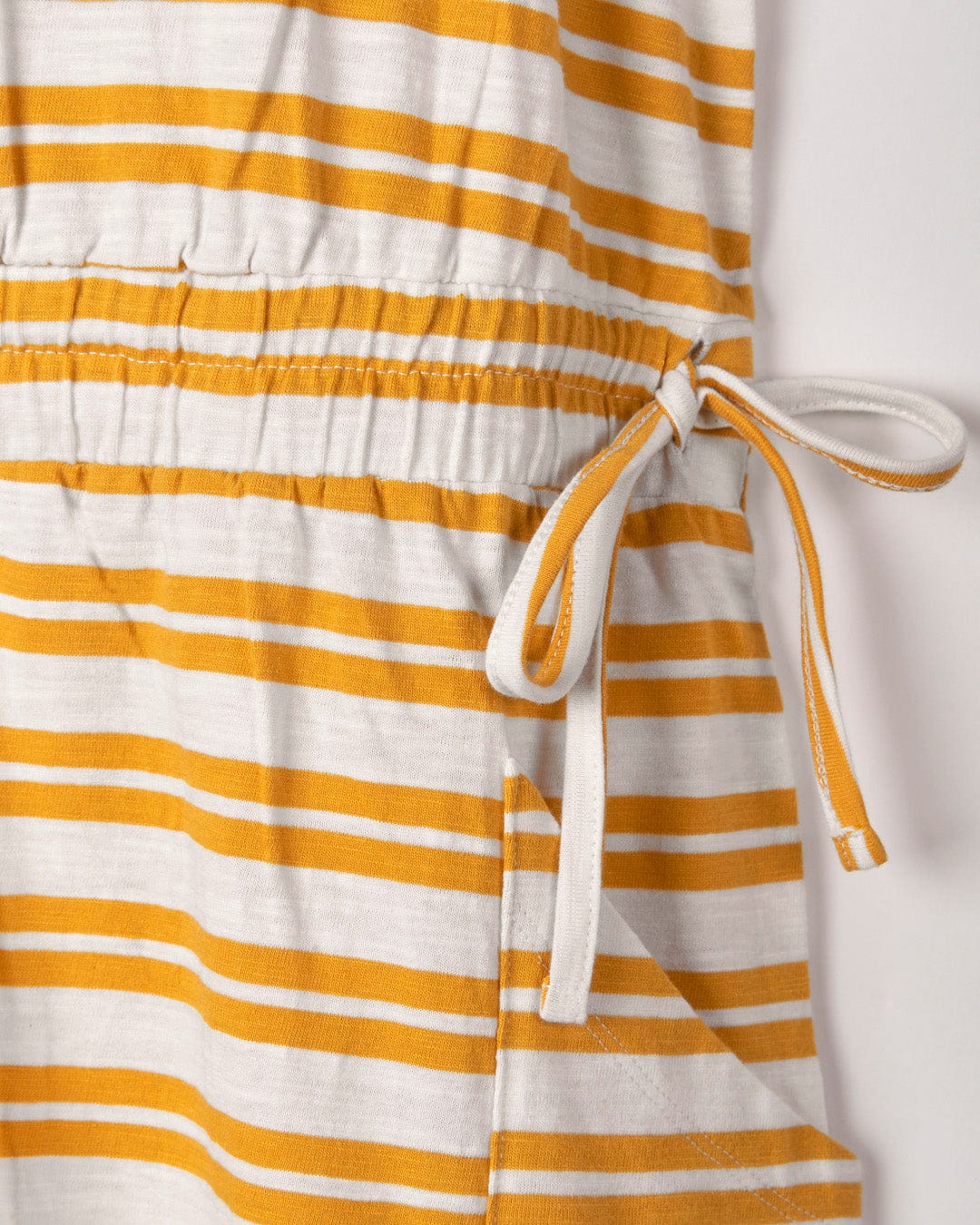 Saltrock Skylar Bauhaus - Womens Stripe Dress - Yellow with a drawstring detail and elasticated waist.