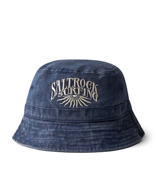Sunburst Bucket Hat - Dark Blue with Saltrock Surfing logo embroidery on the front, featuring Saltrock branding and ventilation.