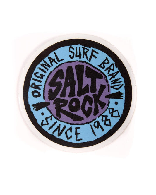 A circular Saltrock SR Original surf brand logo sticker with white background, designed for adventure enthusiasts.